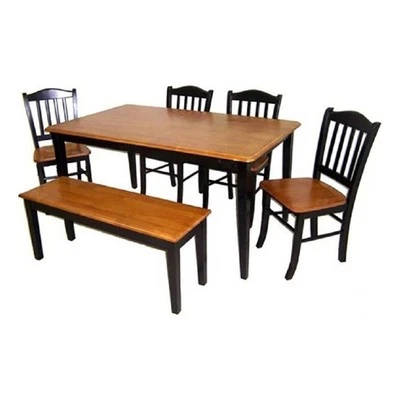 Boraam Wood 6 Piece Shaker Dining Set in Black and Oak Finish - Image 1 of 4