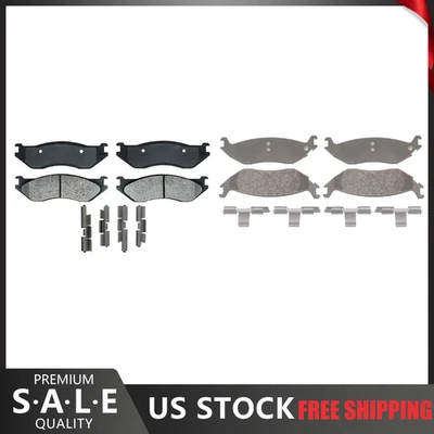 Pastillas de freno metálicas delanteras y traseras para camioneta Dodge Ram 1500 2004 2003 2002 Foto 1 de 4