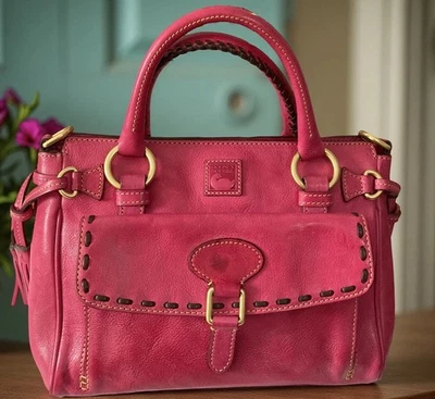 Dooney Bourke Hot Pink Fuchsia Florentine Leather Front Pocket Medium Satchel - Image 1 of 4