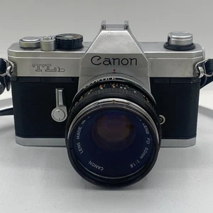 Canon TLb SLR 35mm Film Camera Canon Lens FD 50mm F1.8 s.c. Vintage Read - Picture 1 of 20