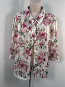 Camicetta donna Bon Worth taglia MP rosa verde semi trasparente bottoni davanti 3/4 usata in ottime condizioni - Foto 1 di 5