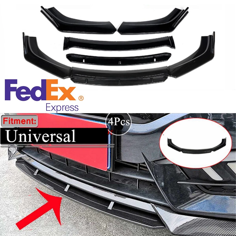 4pcs Glossy Black Car Front Bumper Splitter Lip Diffuser Spoiler Body Kit USA Foto 1 de 4