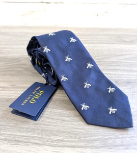 Polo Ralph Lauren Uomo Navy AOP Api Grafica Cravatta Seta Made in Italy - Foto 1 di 8
