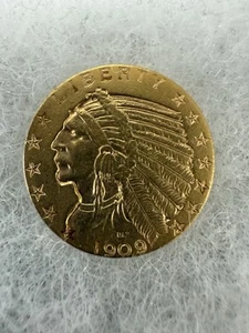Goldmünze USA Indian Head 5 Dollar 1909 Gold 900 Münze RAR Sehr Schön - Bild 1 von 14