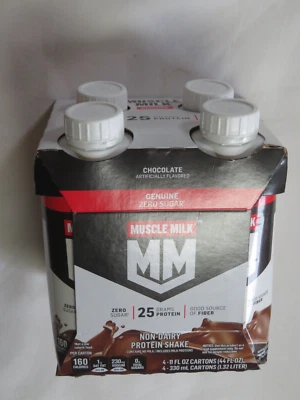 (4) Batido de proteínas no lácteas Muscle Milk Zero Sugar chocolate 11 OZ cada uno Foto 1 de 2