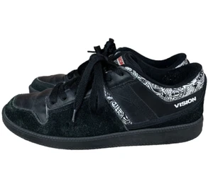 Vintage VISION STREET WEAR Sz 7.5 Shoes Skater Black Suede Leather Mens Low Top - Picture 1 of 11
