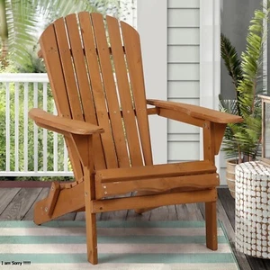 Folding Patio Adirondack Chair Weather Resistant Outdoor Wooden Fire Pit Chair - Picture 1 of 10