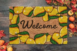 Fall Welcome Lemons Pumpkins Coir Door Mat, Welcome Mat, Front Door Mat, - Picture 1 of 10