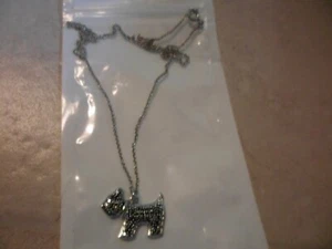 Silver Tone & black Metal Scottie Dog Pendant Necklace NWOT - Picture 1 of 2