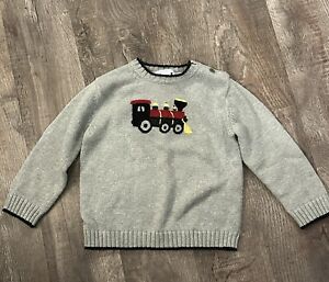 Janie And Jack Boy Sweater Train Christmas Size 4 Cute!