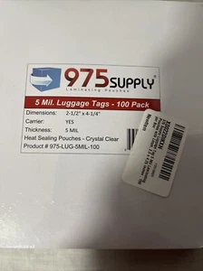 Etiquetas de equipaje Premium 975 Supply 5 millas con bucles - 2,5"" x 4,25"" 100/Paquete NUEVO - Imagen 1 de 1