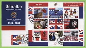 Gibraltar 2004 300th Anniv of British Gibraltar, stamp & M/S First Day Cover - Picture 1 of 1