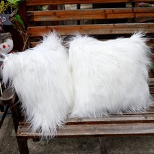 White Soft Fluffy Faux Fur Plush Throw Pillow Covers Home Sofa Cushion Cover 