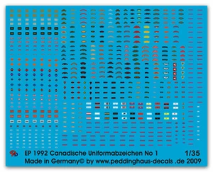 Peddinghaus 1992 1/35 Canadien Insignes D'Uniforme N°1 Armoiries Et Autres - Photo 1 sur 1