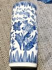 VINTAGE SCULPTURES HAND MADE BLUE AND WHITE UMBRELLA WALKING STICK STAND