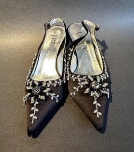 J.Renee Womens Blk Satin /rhinestones Slingback Heel Sz 7M NWT - Picture 1 of 18