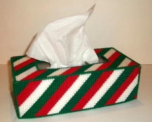NEW Unique Handmade Rectangle Tissue Box Cover Holder Red White Green - Picture 1 of 1