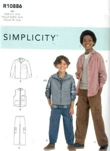 Simplicity 9201/R10886 Sewing Pattern Child/Boys Shirt Vest Pants S 3-6 OR 8-16 - Picture 1 of 6