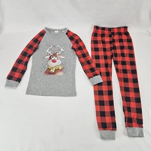 Little Pajamas Christmas Kids Reindeer Pjs Moose Sleepwear Size 8 years old - Picture 1 of 16