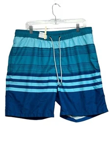 Kirkland Signature Men's Elastic Waistband Swim Short (Blue Varsity Stripe, L) - Picture 1 of 5