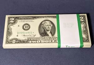 FR. 1935 D* $2 1976 Federal Reserve Note 100pc CONSEC Lot D-* Block Choice CU St - Picture 1 of 2