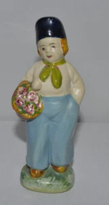 Vintage Porcelain Dutch Boy Delivering Flowers Figurine Signed by Artist - Picture 1 of 3