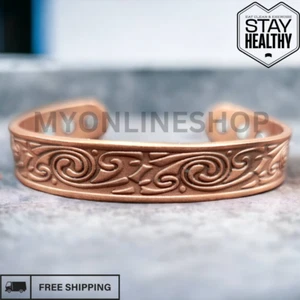 Mens Copper Magnetic Bangle Bracelet Alloy Cuff Pain Relief Arthritis Celtic - Picture 1 of 5