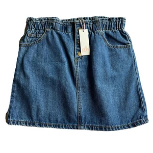 GB Girls Youth Skirt Natural Blue Denim Elastic Waist Zip Button Size XL - Picture 1 of 7