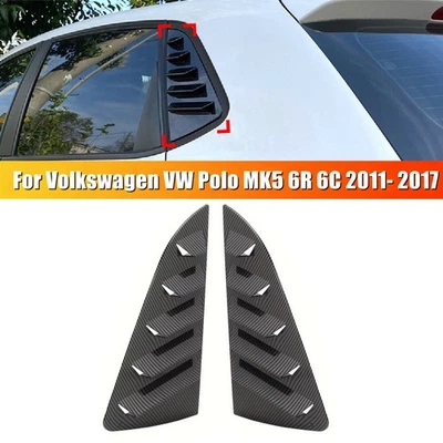 Carbon Fiber Rear Side Window Louver Cover Trim For VW Polo MK5 6R 6C 2011-2017 - Image 1 of 4