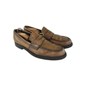 TODS Penny Loafers Mens US 12 Tod's Brown Distressed Leather Moccasins Slip-On - Imagen 1 de 13