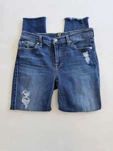 7 For All Mankind Distressed Ankle Skinny Jeans 27 - Picture 1 of 5