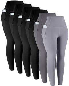 Leggings with Pockets for Women, 6 Packs Soft High Waisted Tummy Control Work... - Picture 1 of 6