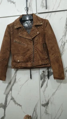 studded leather jacket women Suede Jacket - Image 1 of 4