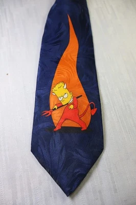 THE SIMPSONS 100% SETA SILK TIE CRAVATTA NECKTIE MADE ITALY VINTAGE CLASSIC - Imagen 1 de 4