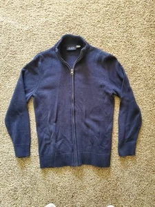 Boys Childrens Place Dark Blue Cardigan Zip Front Sweater Youth Size L 10/12 - Picture 1 of 6
