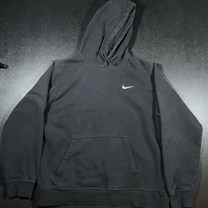 Nike Pullover Hooded Sweatshirt Black Size Large Logo Swoosh Men’s - Picture 1 of 6