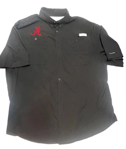 Camisa Columbia PFG Alabama Crimson Tide Negra Manga Corta Con Botones Para Hombres XL - Imagen 1 de 6