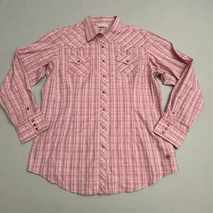Ariat Western Shirt Women XL Pearl Snap Embellished Plaid Cowgirl Pink Pockets - Picture 1 of 19