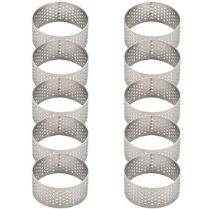10Pcs 4.5Cm Runder Rostfreier Perforierter Nahtloser Tortenring Quiche Tor1433 - Bild 1 von 8