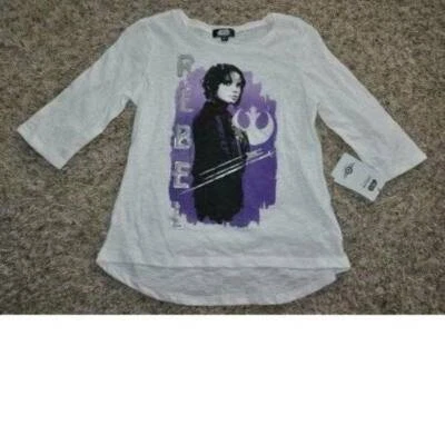 Girls Shirt Disney Star Wars White Raglan 3/4 Sleeve Scoop Summer Tee Top-sz 16 - Image 1 of 3