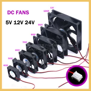 DC Fans 5V 12V 24V Cooling Computer Case Fan CPU PC Case Heatsink 40mm -120mm - Picture 1 of 28