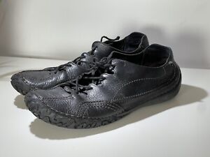 Men s Clarks Wave Walk Shoes Size 8G Black Leather Lace Up Good Condition