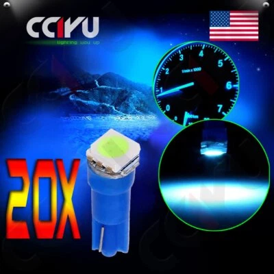 20pcs Ice Blue T5 70 73 74 Dashboard Gauge 1-5050-SMD LED Wedge Lamp Bulbs Light - Image 1 of 4