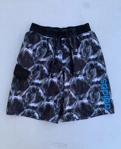Adidas Big Kids Boys Volley Board Swim Trunks Water Shorts Logo Large Black Blue - Picture 1 of 9