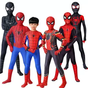 Tuta Zentai Bambini Ragazzi Spiderman Cosplay Tobey Gwen Miles Costume Abito Fantasioso - Foto 1 di 40