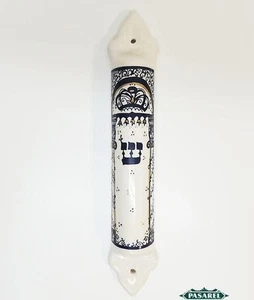 Nuevo Estuche Mezuzá Pilares Templo Cerámica Artesanal Judaica - Imagen 1 de 3