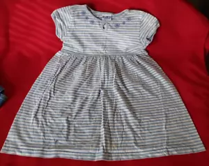Vintage Kids Oshkosh Dress Size 5 Kids Blue Striped Cotton Knit Stretchy T Shirt - Picture 1 of 5