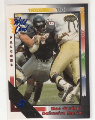 MOE GARDNER 1992 Wild Card NFL #151 Parallel 5 Stripe Atlanta Falcons NM - Image 1 of 2