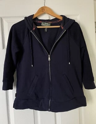 Женская толстовка с капюшоном L-RL Lauren Active Ralph Lauren размер S на молнии темно-синяя веревочная струна - Изображение 1 из 4