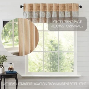 Country Cottage Ruffled Gold Curtain Valance 16x72 Cotton Boho Granndma Retro - Picture 1 of 5